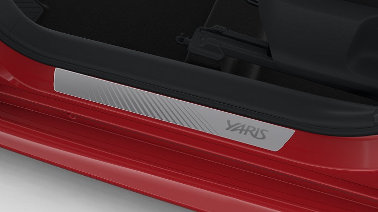 Genuine Toyota Yaris Aluminium Scuff Plates, Front Set - Silver Grey