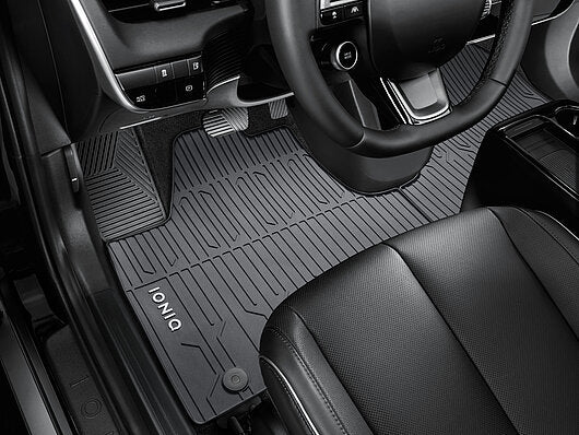 Genuine Hyundai Ioniq 5 Rubber Floor Mats, All Weather, Rhd Vehicles With Sliding Centre Console