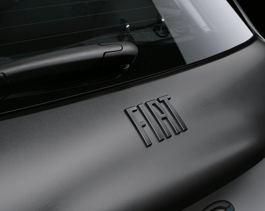 Genuine Fiat 500e Matt Grey Badges, Front & Rear
