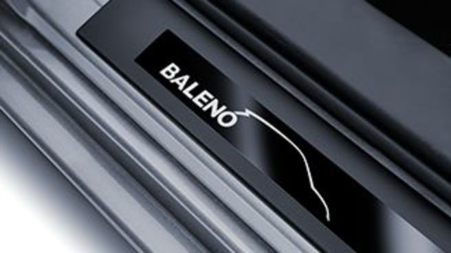 Genuine Suzuki Baleno Door Sill Trim Set - Black With Textured Surface & Logo