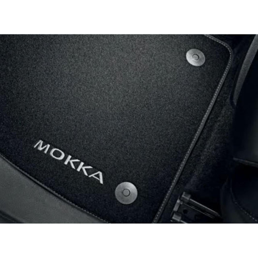 Genuine Mokka Mats -Velour Carpet - Jet Black With Silver Mokka Logo (Set Of Four)