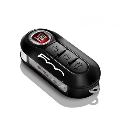 Genuine Fiat 500 Key Cover In Metallic Anthracite Gray And Pastel Black