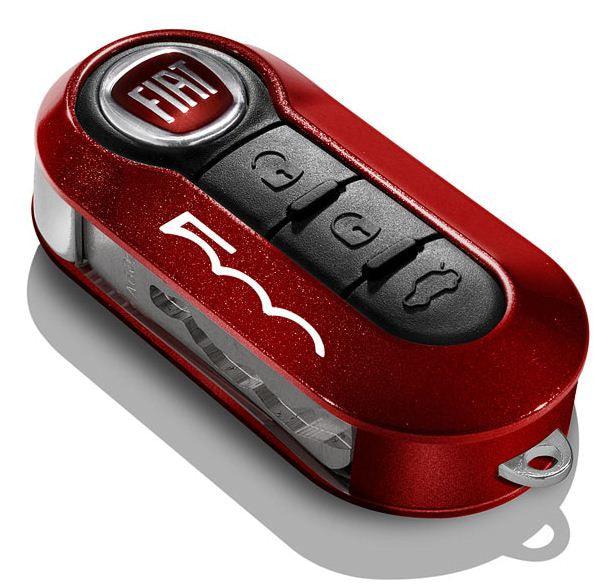 Genuine Fiat 500 Key Cover In Metallic Red And Pastel Black