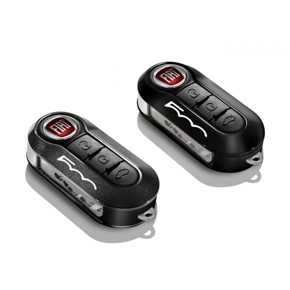 Genuine Fiat 500 Key Cover In Metallic Anthracite Gray And Pastel Black