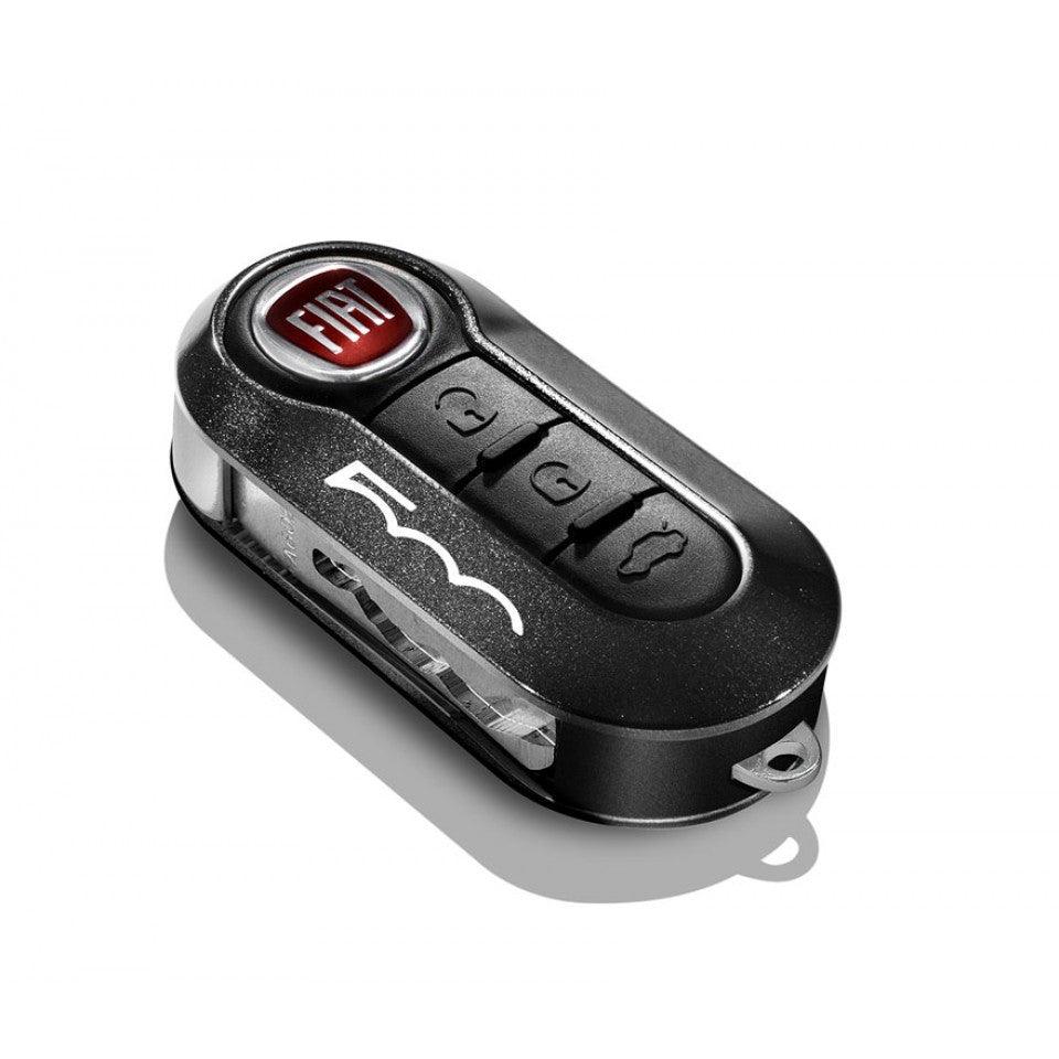 Genuine Fiat 500 Key Cover In Metallic Anthracite Gray And Pastel Black