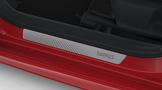 Genuine Toyota Yaris Aluminium Scuff Plates, Front Set - Silver Grey