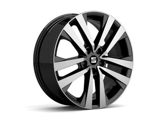 Genuine Seat Ateca 18 Alloy Wheel, Black Diamond Cut