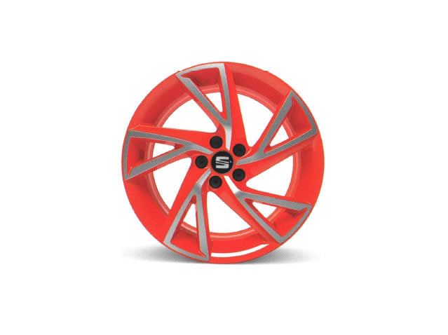 Genuine Seat Ibiza 17 Alloy Wheel, Diamond Cut Orange Background