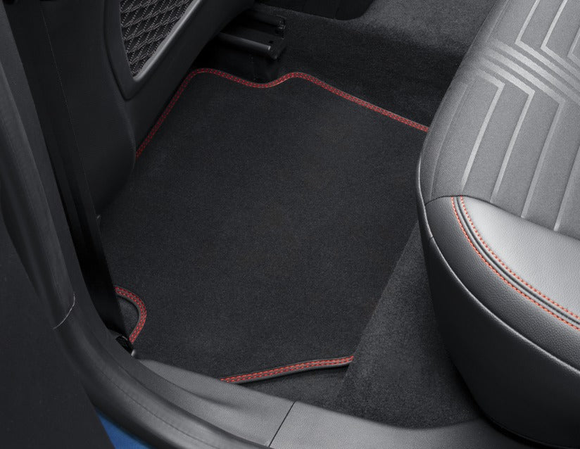 Genuine Ford Fiesta Rear Carpet Floor Mats With Red Stitching