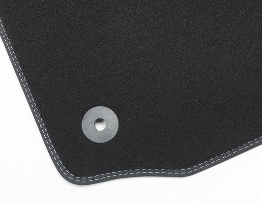 Genuine Ford Fiesta Velour Front Carpet Mats - Silver Edge Stitching