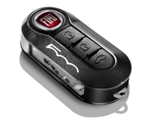 Genuine Fiat 500 Key Cover In Metallic Anthracite Gray And Pastel Black