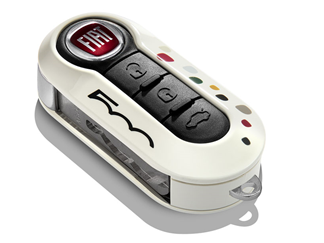 Genuine Fiat 500 White Key Cover With Coloured Dots And 500 Logo