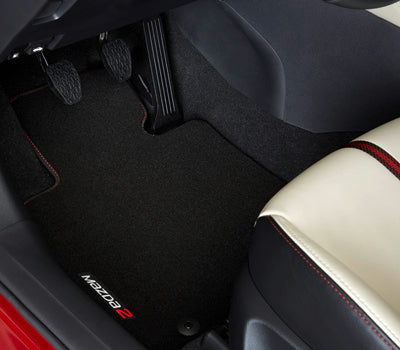 Genuine Mazda 2 Velour Floor Mats - Red Stitching